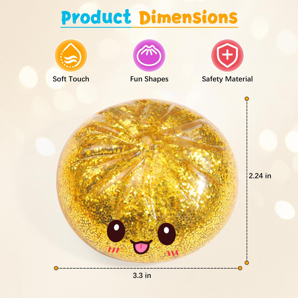Golden Sugar Dumpling Squishy – Viral Bao Bun Stress Relief Toy, 255g