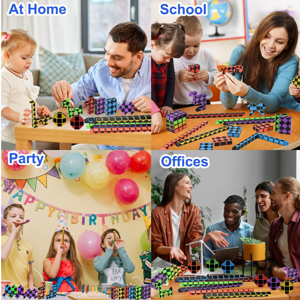 GOLDGE 28-Pack Mini Cube Puzzle Fidget Toys - Bulk Party Favors for Kids, Travel Toys, Classroom Treasure Box