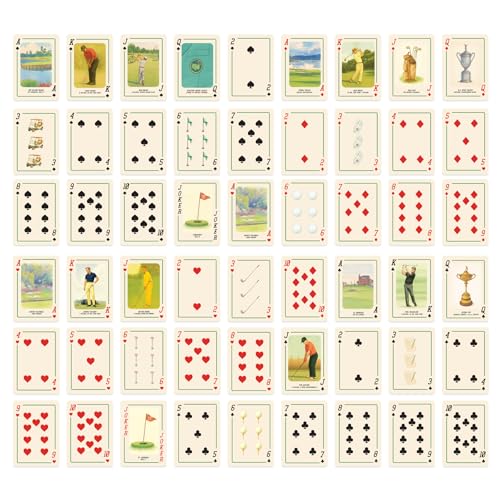Golf Playing Cards – Hand-Illustrated Vintage Deck, Italian Linen 310GSM, 55 Cards