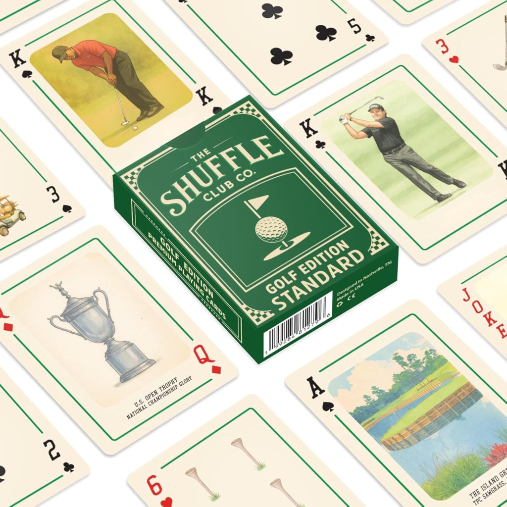 Golf Playing Cards – Hand-Illustrated Vintage Deck, Italian Linen 310GSM, 55 Cards