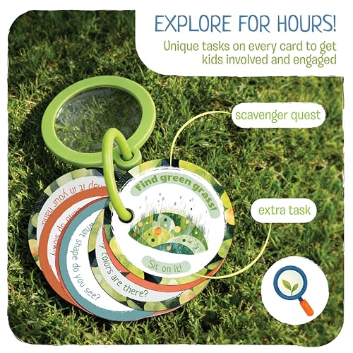Goliath Scavenger Hunt Cards at the Park - Toddler Outdoor Activity Cards with Magnifying Lens, 23 Waterproof Cards, Ages 2+