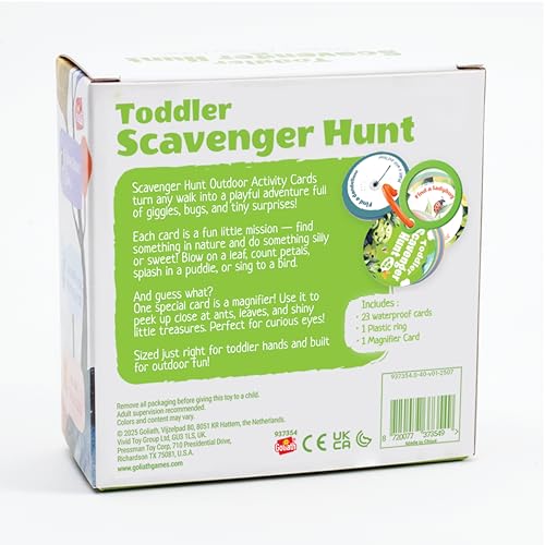 Goliath Scavenger Hunt Cards at the Park - Toddler Outdoor Activity Cards with Magnifying Lens, 23 Waterproof Cards, Ages 2+