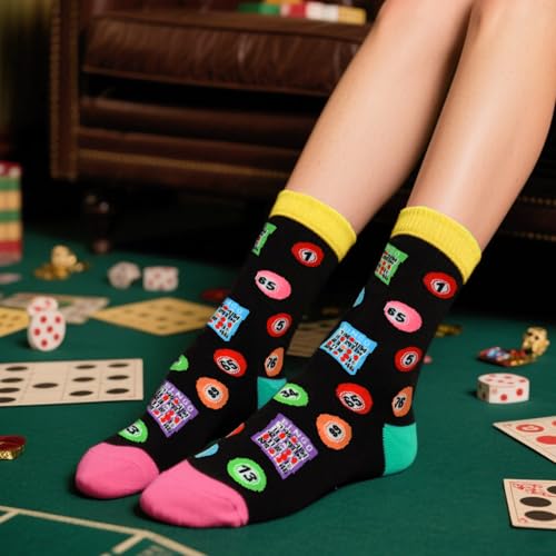GOLIN Bingo Novelty Socks for Women – Funny Gift for Bingo Lovers with 'SHAKE THOSE BALLS' Print