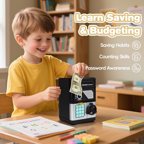 GONINO Kids ATM Piggy Bank – Electronic Money Box with Password & Face ID Simulation for Ages 4-12