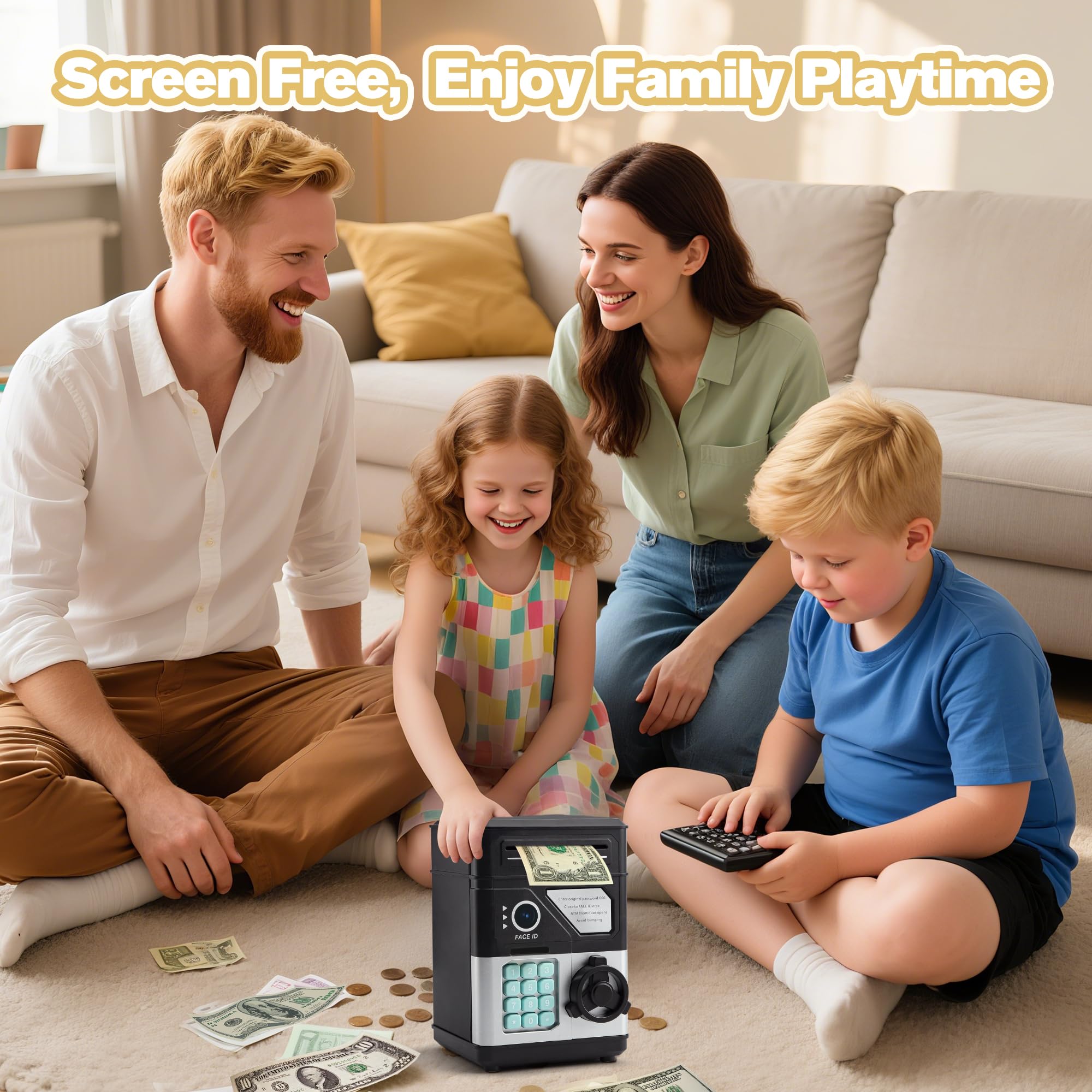 GONINO Kids ATM Piggy Bank – Electronic Money Box with Password & Face ID Simulation for Ages 4-12