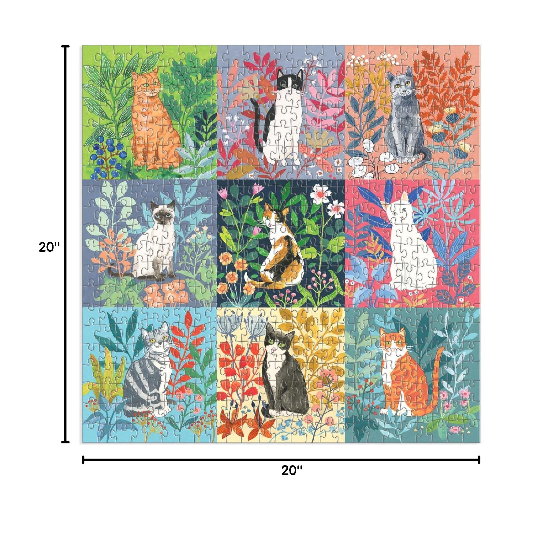 Good Puzzle Co. Cats and Flowers 500-Piece Jigsaw Puzzle – Colorful Cat & Floral Design