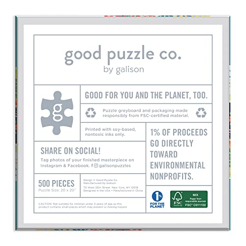 Good Puzzle Co Dogs and Flowers 500-Piece Jigsaw Puzzle – Recycled Materials, 20x20 Inches