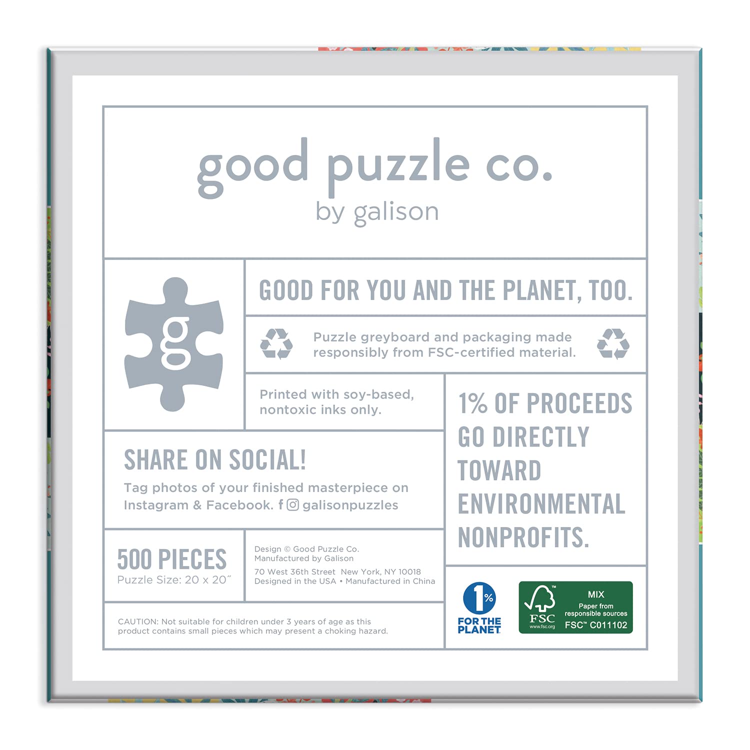 Good Puzzle Co Dogs and Flowers 500-Piece Jigsaw Puzzle – Recycled Materials, 20x20 Inches