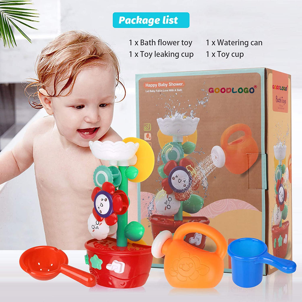 GOODLOGO Bath Toys for Toddlers 1-3 - Mini Sprinkler & Cups Set for Fun Bath Time