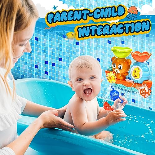 GOODLOGO Bear Bath Toy for Toddlers Ages 1-3 - BPA-Free with Suction Cups, Waterfall Play