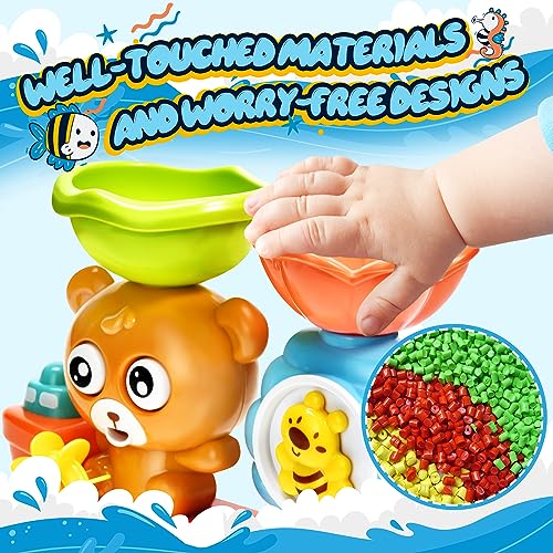 GOODLOGO Bear Bath Toy for Toddlers Ages 1-3 - BPA-Free with Suction Cups, Waterfall Play