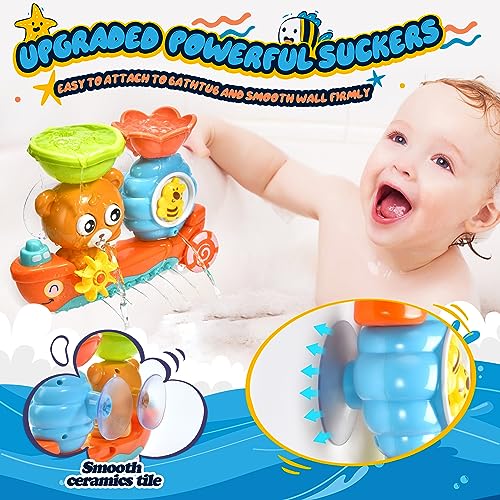 GOODLOGO Bear Bath Toy for Toddlers Ages 1-3 - BPA-Free with Suction Cups, Waterfall Play