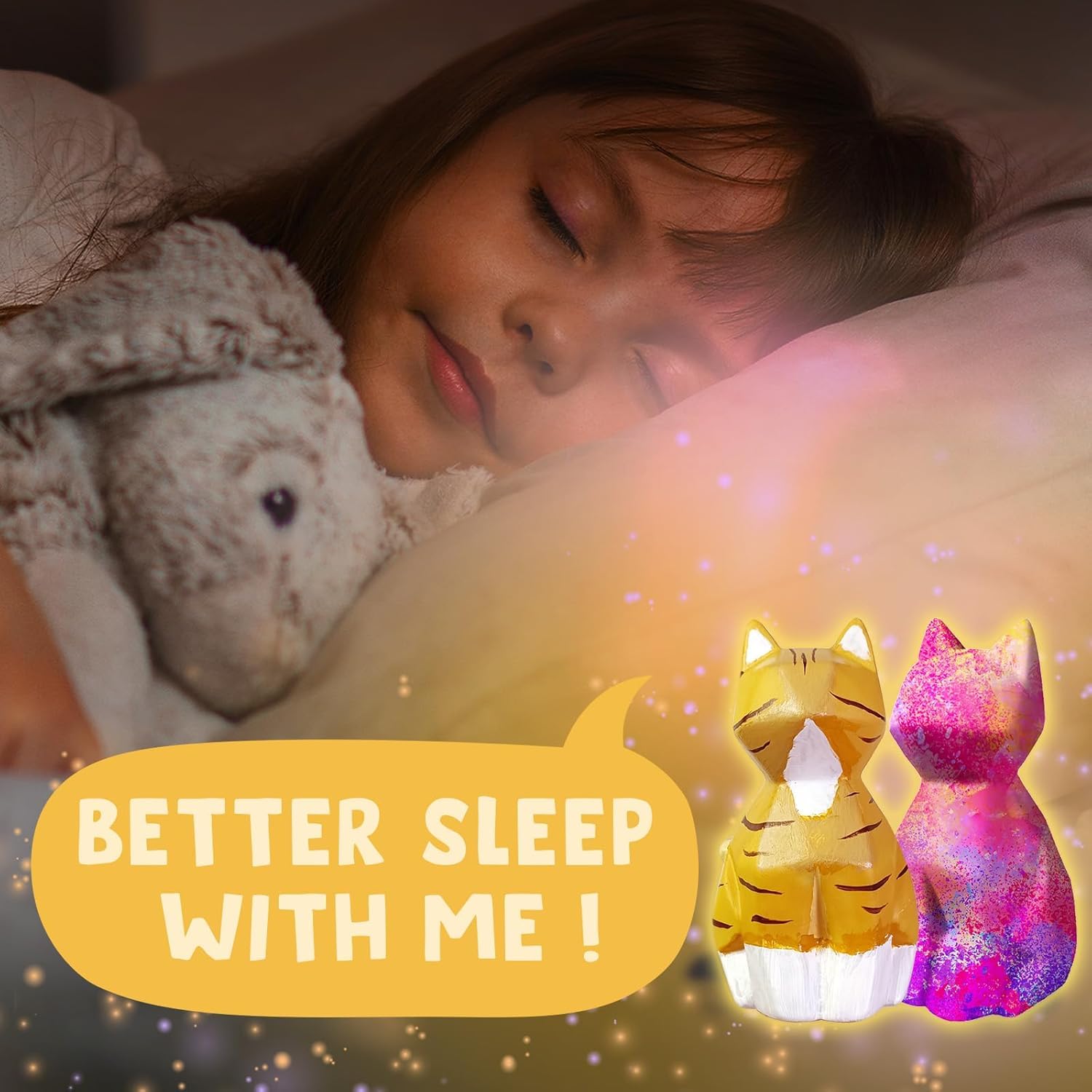 Goody King Paint Your Own Cat Lamp Kit – DIY Cat Crafts Night Light for Kids Ages 4-12, 24 Colors