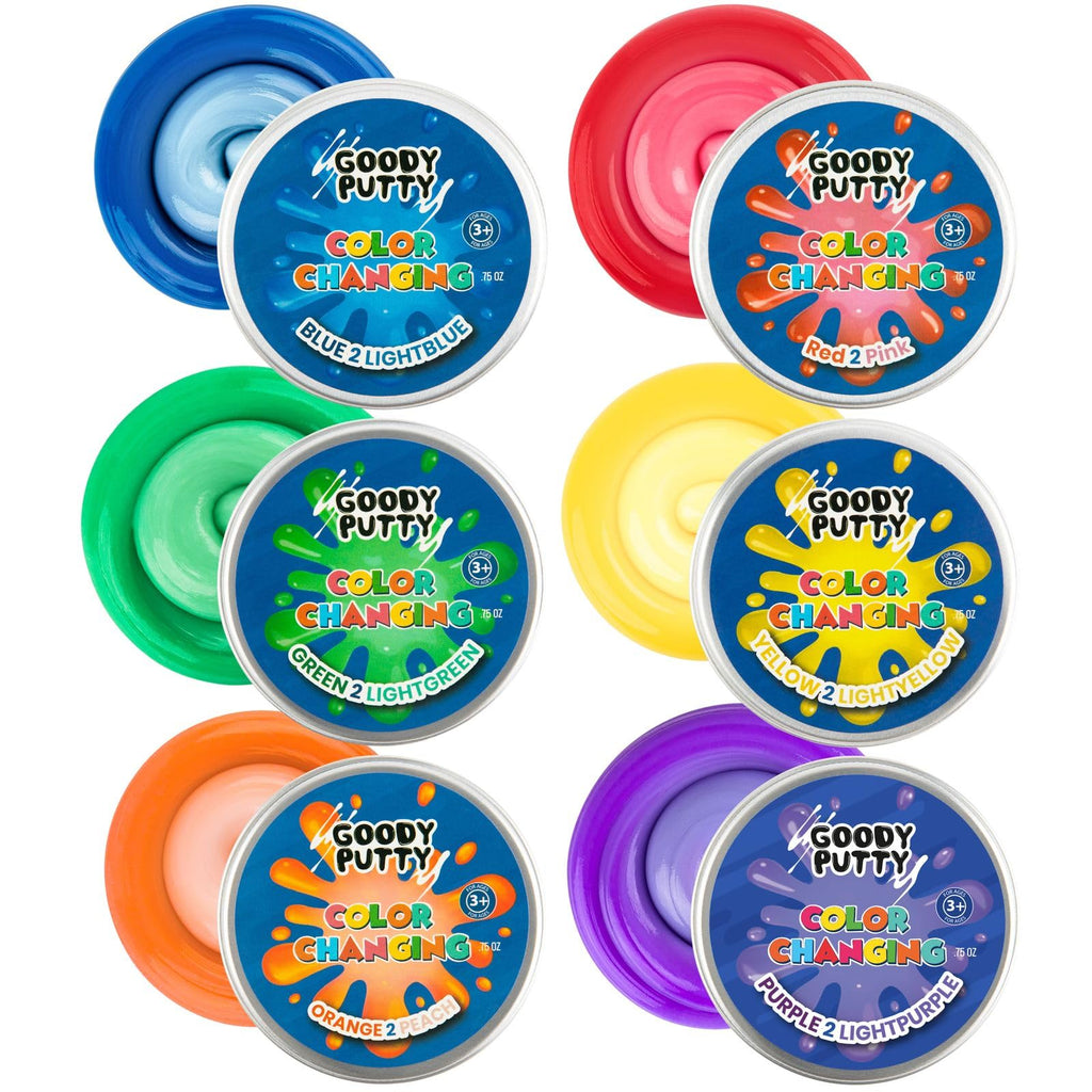 Goody Putty Color Changing Putty 6-Pack – Heat Sensitive Fidget Toy for Stress Relief, Non-Toxic Slime Putty for Kids Ages 3+