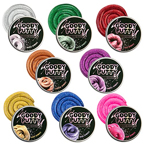 Goody Putty Dazzle Mini Tins 8-Pack – Glitter Sensory Putty for Kids