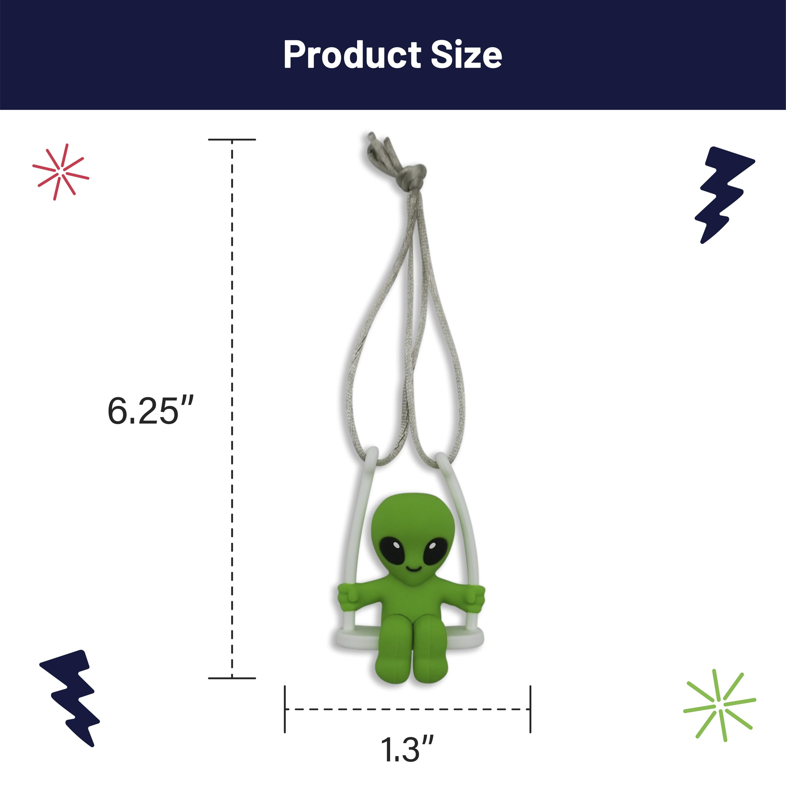GOOFBALLS Alien Rearview Mirror Swing – Quirky Car Decor for UFO Fans