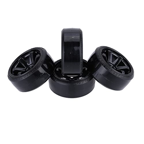 GoolRC 1/10 Drift Car Tires Hard Tyre Replacement Set of 4 (Black) - Fits Traxxas HSP Tamiya HPI Kyosho
