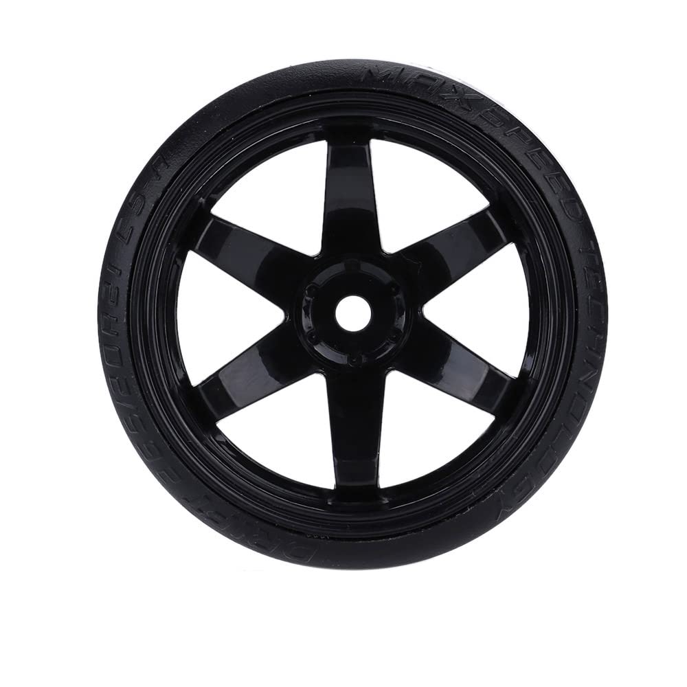 GoolRC 1/10 Drift Car Tires Hard Tyre Replacement Set of 4 (Black) - Fits Traxxas HSP Tamiya HPI Kyosho