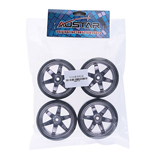 GoolRC 4-Pack 1/10 Scale Drift Car Tires – Hard Compound, Replacement for Traxxas HSP Tamiya HPI Kyosho (Titanium)