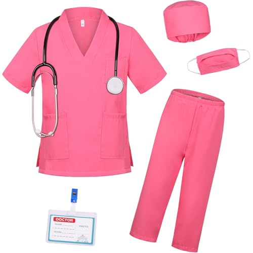 Gorkonpy Doctor Costume for Kids – Complete 7-Piece Dress Up Set with Lab Coat and Toy Medical Tools