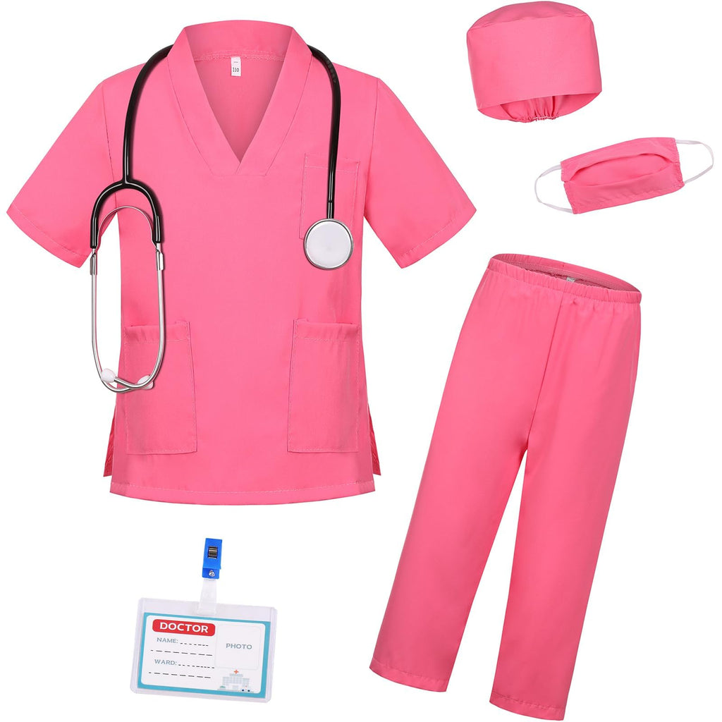 Gorkonpy Doctor Costume for Kids – Complete 7-Piece Dress Up Set with Lab Coat and Toy Medical Tools