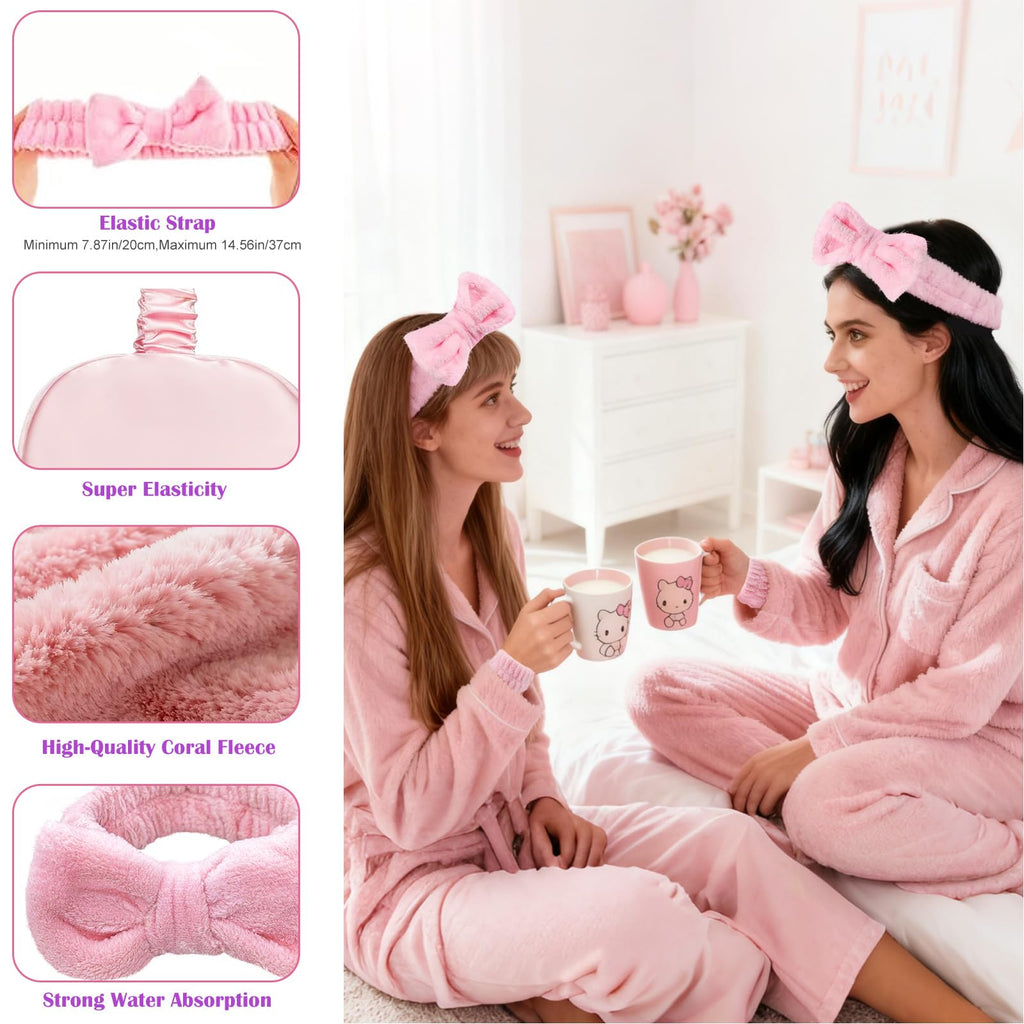 Goroovr 9-Piece Sleepover Party Supplies Kit for Girls – Pink Spa Headband, Eye Mask, Scrunchies & More
