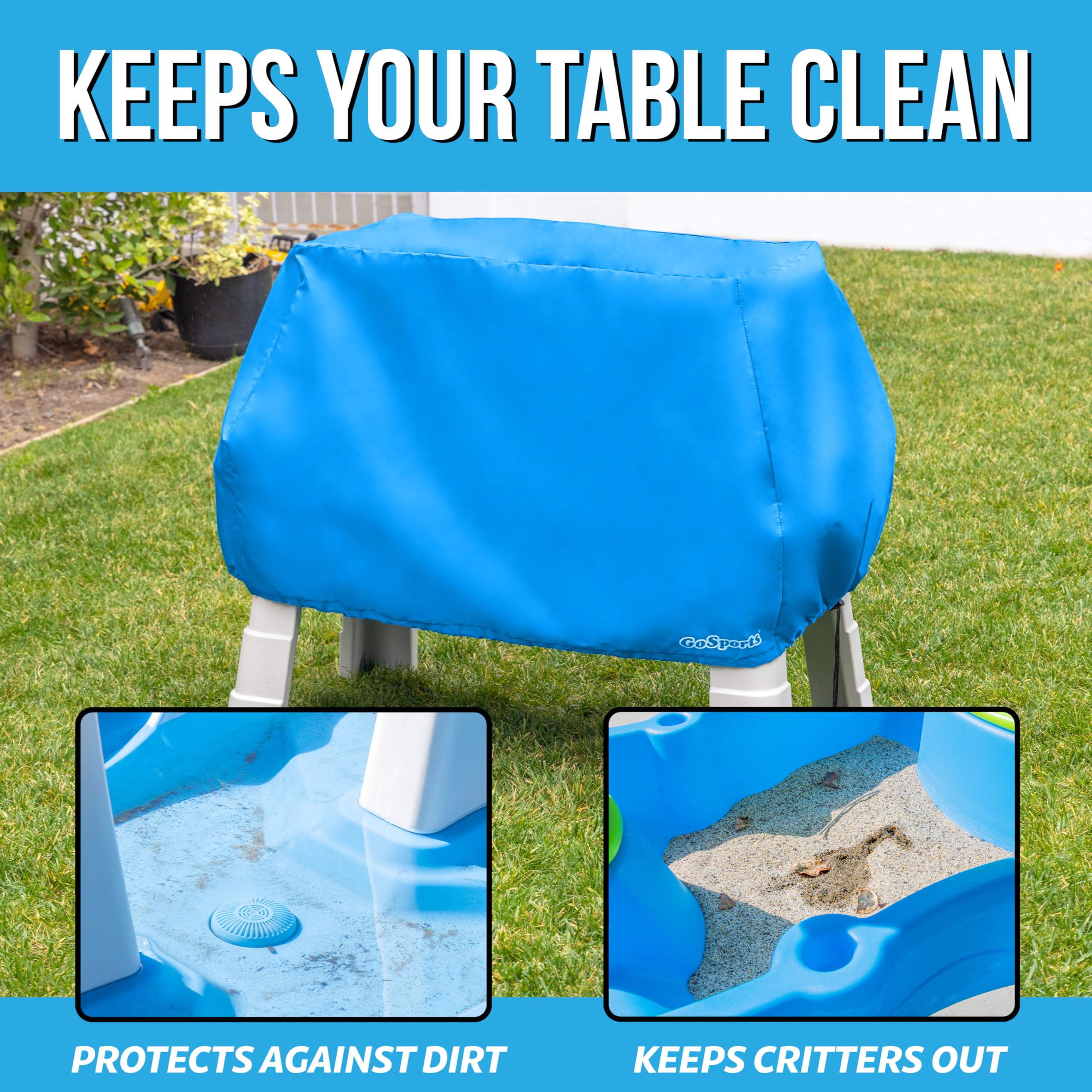 GoSports Universal Kids Water Table Cover - Blue, Waterproof Anti-UV, Fits up to 41x25x34 Inches - Cover Only