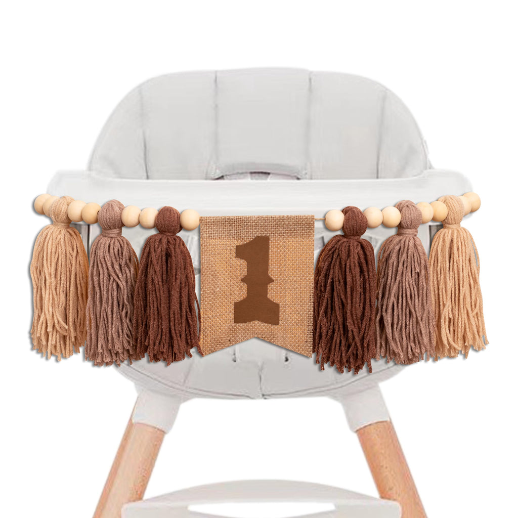 Gostman Cowboy First Birthday High Chair Banner – Brown Cowboy-Themed 1st Birthday Decor for Baby Boy's Highchair
