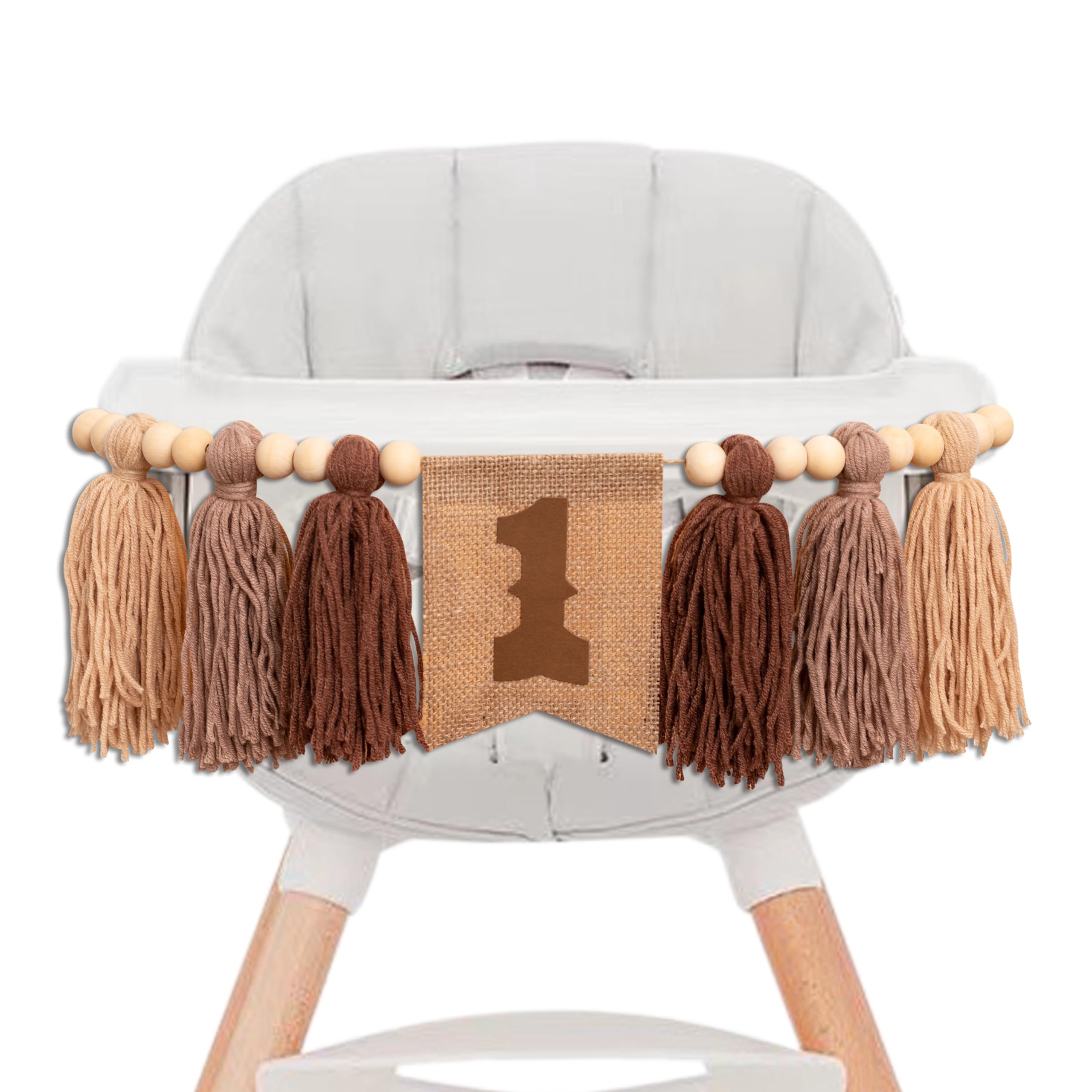Gostman Cowboy First Birthday High Chair Banner – Brown Cowboy-Themed 1st Birthday Decor for Baby Boy's Highchair