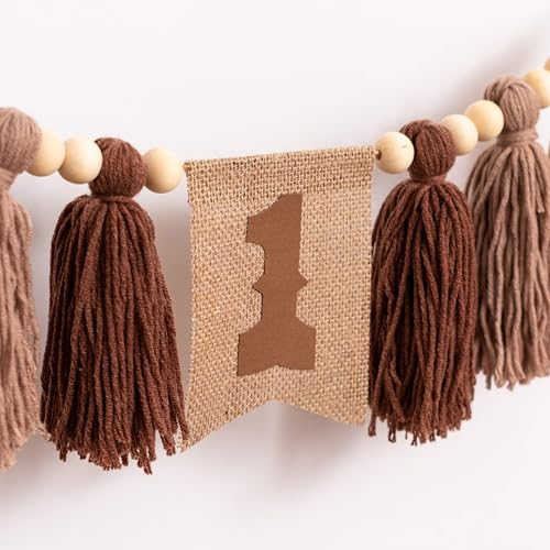 Gostman Cowboy First Birthday High Chair Banner – Brown Cowboy-Themed 1st Birthday Decor for Baby Boy's Highchair
