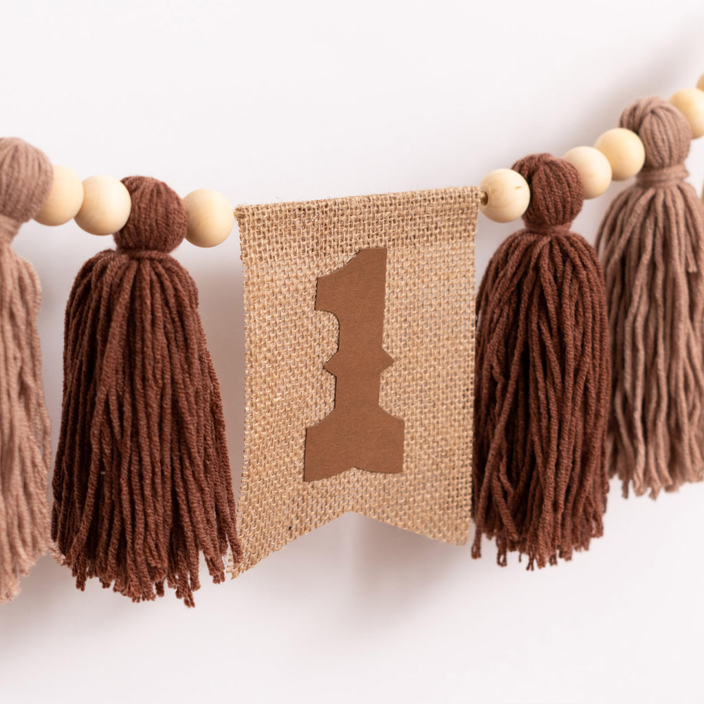 Gostman Cowboy First Birthday High Chair Banner – Brown Cowboy-Themed 1st Birthday Decor for Baby Boy's Highchair