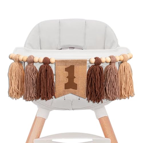 Gostman Cowboy First Birthday High Chair Banner – Brown Cowboy-Themed 1st Birthday Decor for Baby Boy's Highchair
