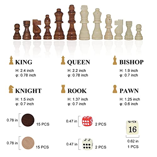 GOTHINK 3-in-1 Wooden Board Game Set – Chess, Checkers & Backgammon for Family Travel and Gifting