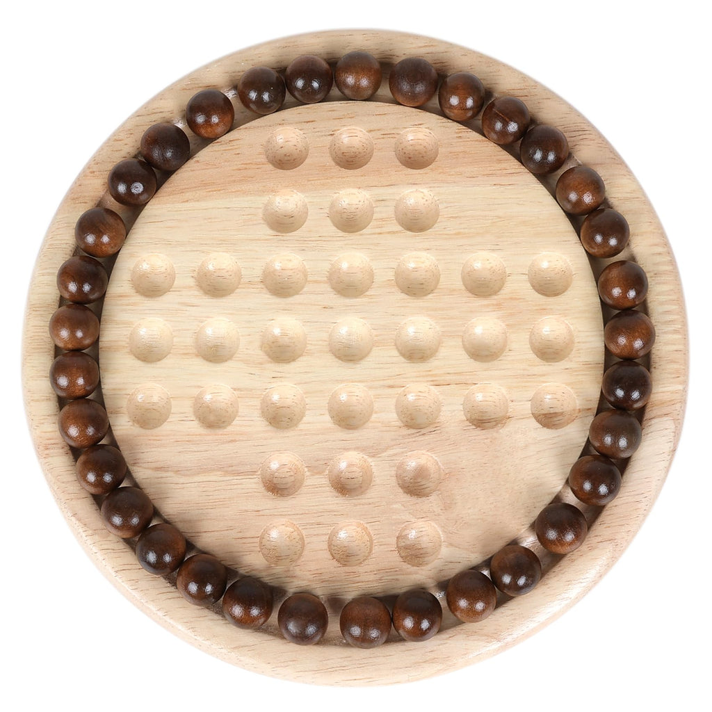 Gothink 9-Inch Solid Wood Solitaire Game – 33 Marble Balls, Handcrafted Board for Kids & Adults