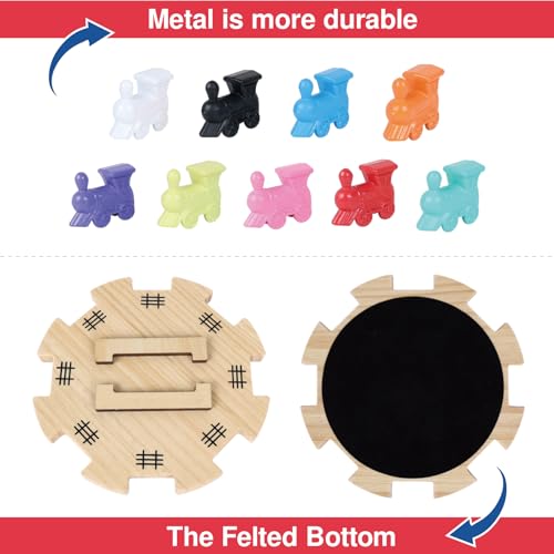 GOTHINK Mexican Train Dominoes Accessories Set – Pine Hub, 9 Metal Markers, Score Pads
