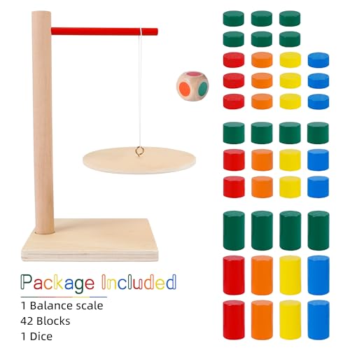 GOTHINK Wooden Balancing Pendulum Game – 42-Piece Montessori Stacking Toy for Kids & Adults