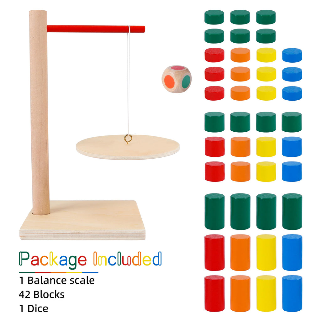 GOTHINK Wooden Balancing Pendulum Game – 42-Piece Montessori Stacking Toy for Kids & Adults