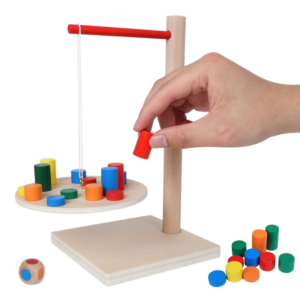 GOTHINK Wooden Balancing Pendulum Game – 42-Piece Montessori Stacking Toy for Kids & Adults