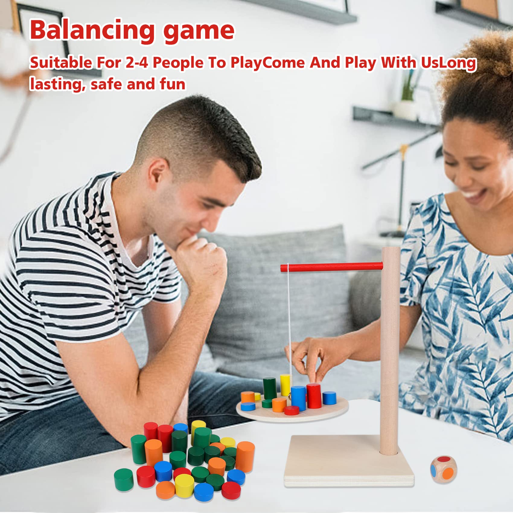 GOTHINK Wooden Balancing Pendulum Game – 42-Piece Montessori Stacking Toy for Kids & Adults