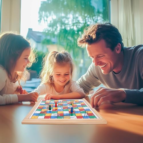 Gothink Wooden Snakes and Ladders – 13 Inch Classic Board Game, FSC Certified Pine, Ages 3+