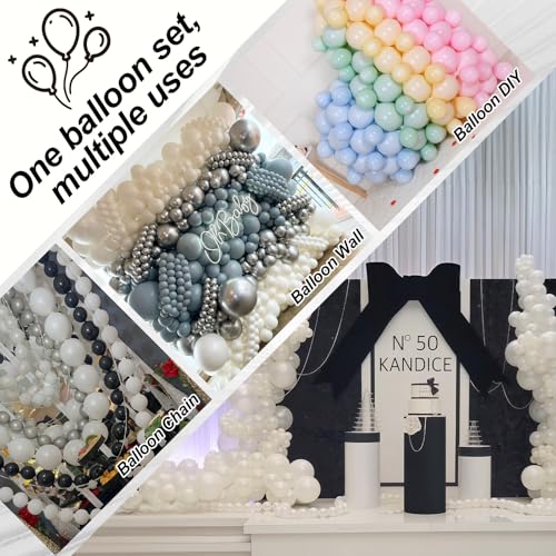 Govpy 100-Pack 6 Inch Pearl White Linking Balloons – Quick Link Tail for Easy Arch, Wall & Garland Decor
