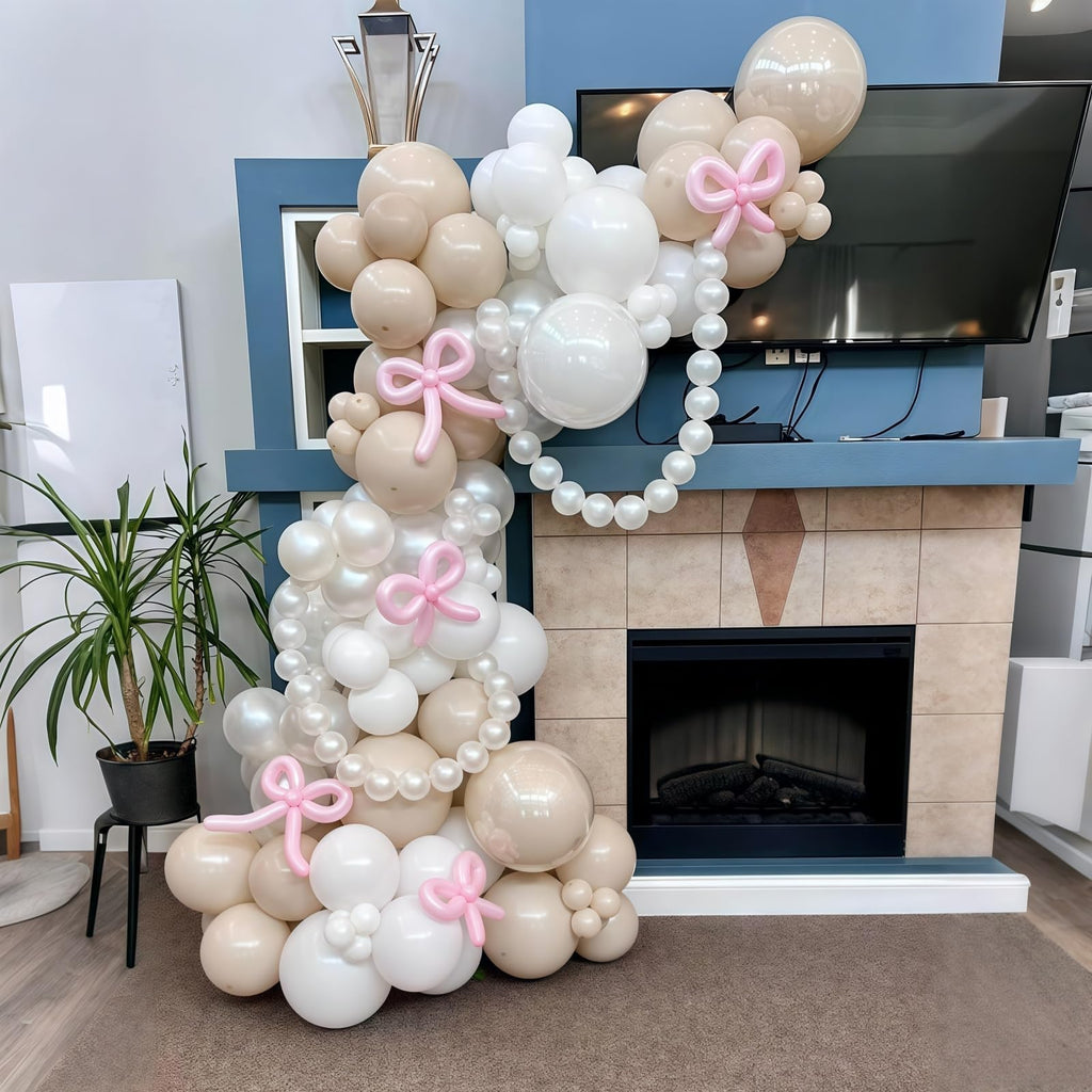 Govpy 100-Pack 6 Inch Pearl White Linking Balloons – Quick Link Tail for Easy Arch, Wall & Garland Decor