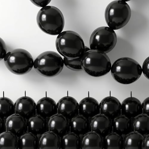 Govpy 100-Pack Black Linking Balloons (10 Inch) – Quick Link Balloons with Tail for Easy Assembly – for Weddings, Birthdays, and Party Decorations