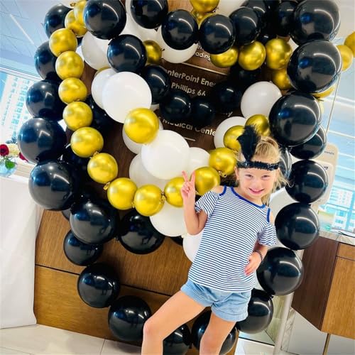 Govpy 100-Pack Black Linking Balloons (10 Inch) – Quick Link Balloons with Tail for Easy Assembly – for Weddings, Birthdays, and Party Decorations