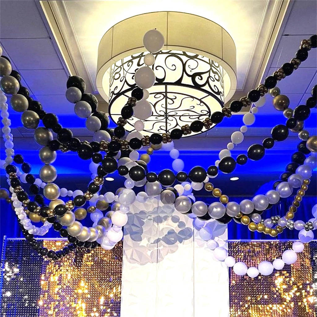 Govpy 100-Pack Black Linking Balloons (10 Inch) – Quick Link Balloons with Tail for Easy Assembly – for Weddings, Birthdays, and Party Decorations