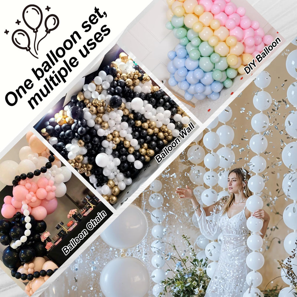 Govpy 100-Pack White Quick Link Balloons (10 inch) – Easy Assemble Pearl Balloon Chain for Parties, Weddings, Birthdays