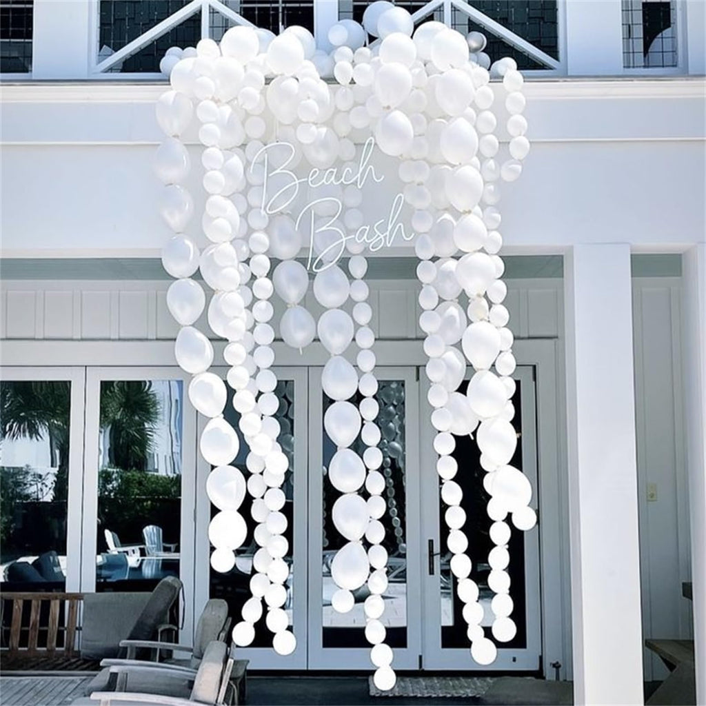 Govpy 100-Pack White Quick Link Balloons (10 inch) – Easy Assemble Pearl Balloon Chain for Parties, Weddings, Birthdays