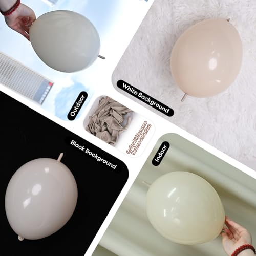Govpy 60-Pack 10-Inch Sand White Quick Link Balloons for Party Decorations