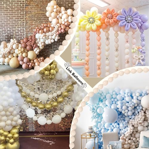 Govpy 60-Pack 10-Inch Sand White Quick Link Balloons for Party Decorations