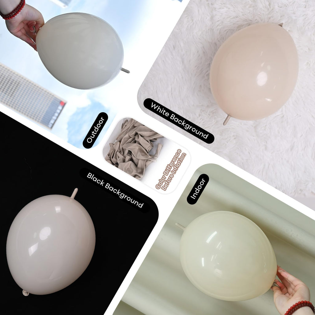 Govpy 60-Pack 10-Inch Sand White Quick Link Balloons for Party Decorations